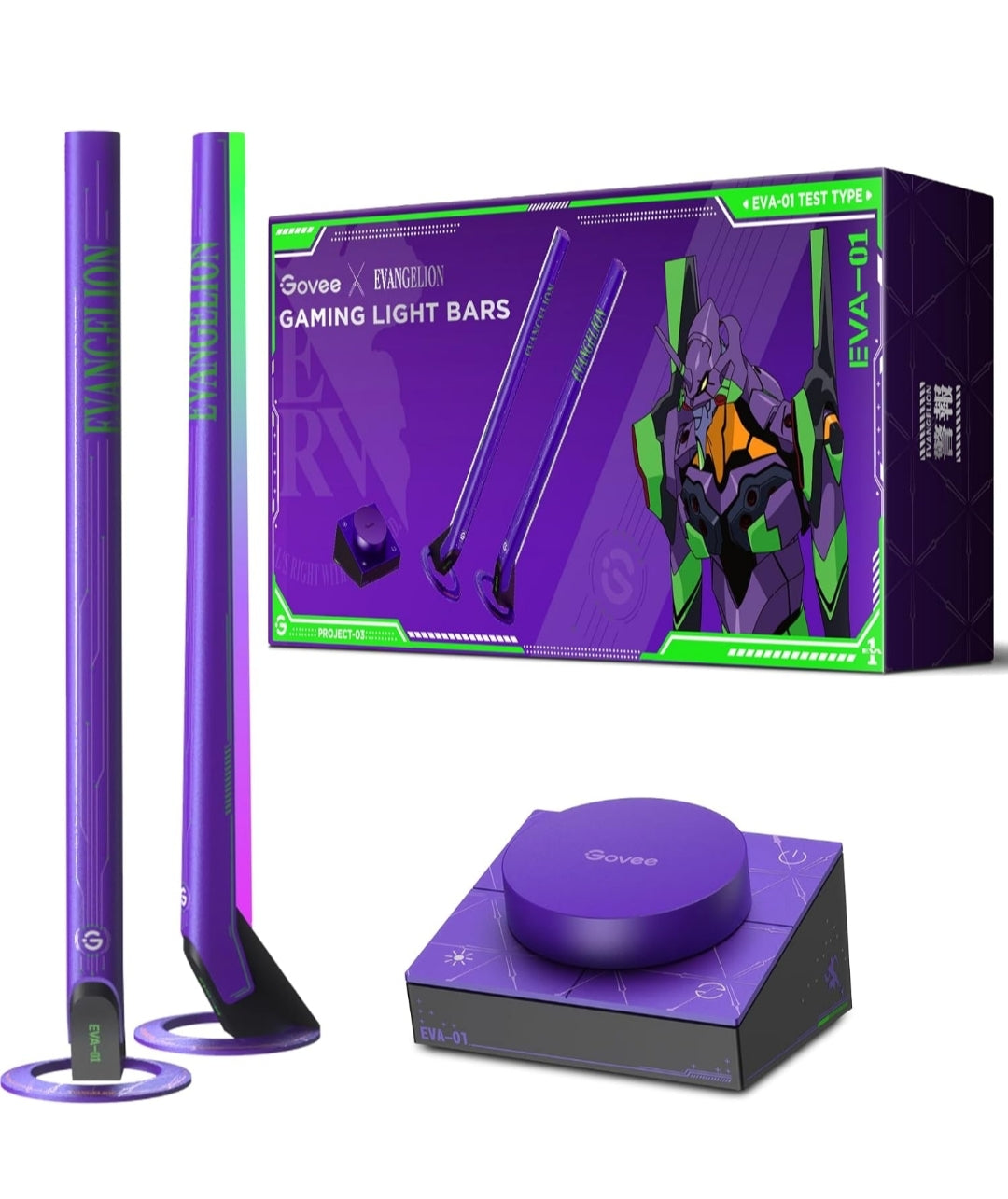 Govee x Evangelion RGBIC Gaming Light Bars H6047 with Smart Controller, Wi-Fi Smart LED Gaming Lights with Music Modes, 62 Scene Modes Built, Work with Alexa & Google Assistant, Game Room Light Decor