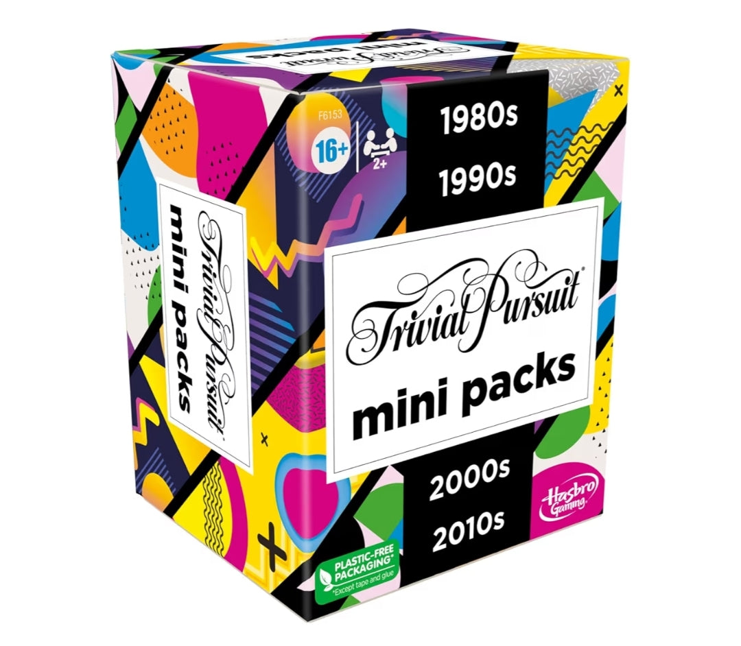 Hasbro Games Trivial Pursuit Mini Packs Multipack - Fun Trivia Questions for Adults and Teens - Includes 4 Game Featuring 4 Decades