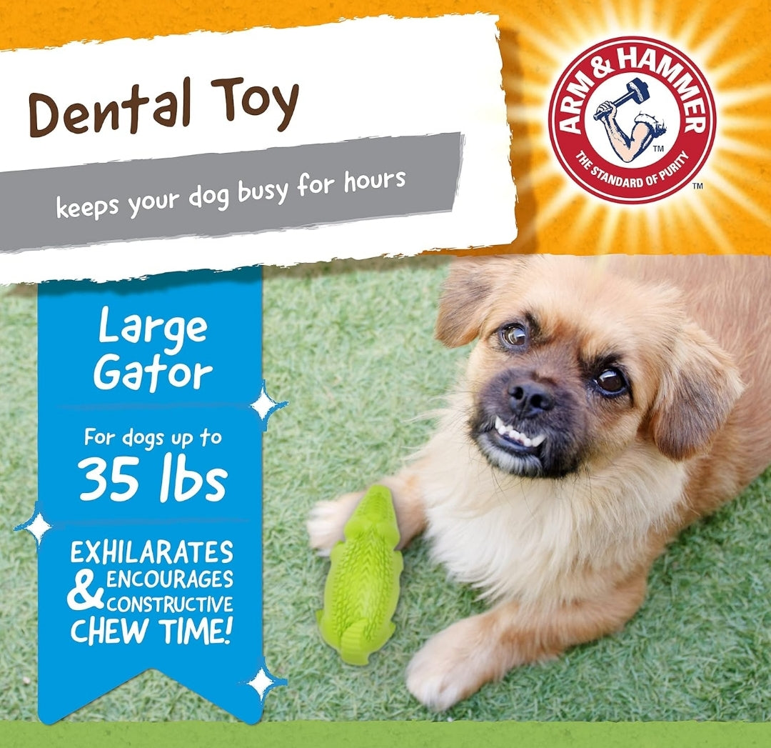 Arm & Hammer for Pets Super Treadz Gator Toy - Best Chew Toys Reduce Plaque & Tartar Buildup Without Brushing