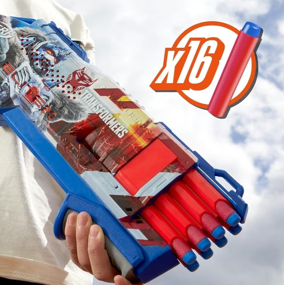 NERF Transformers Optimus Primal Dart Blaster w/ 16 Elite Darts Toy Foam Blasters