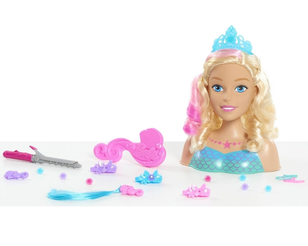 Barbie Dreamtopia Mermaid Styling Head, 22 pieces, Kids Toys for Ages 3 Up by Just Play