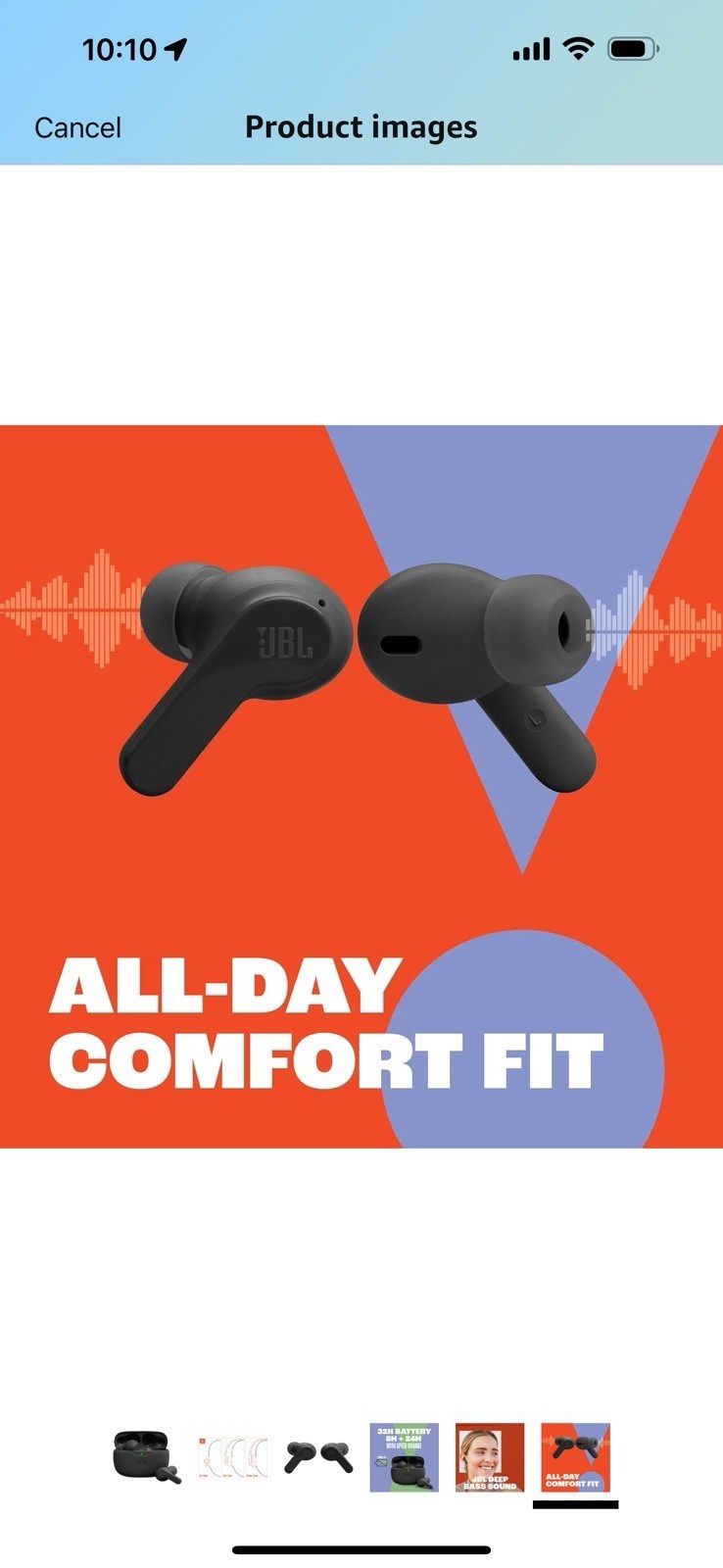 JBL True Wireless Vibe Beam - Deep Bass Sound Earbud - BLACK