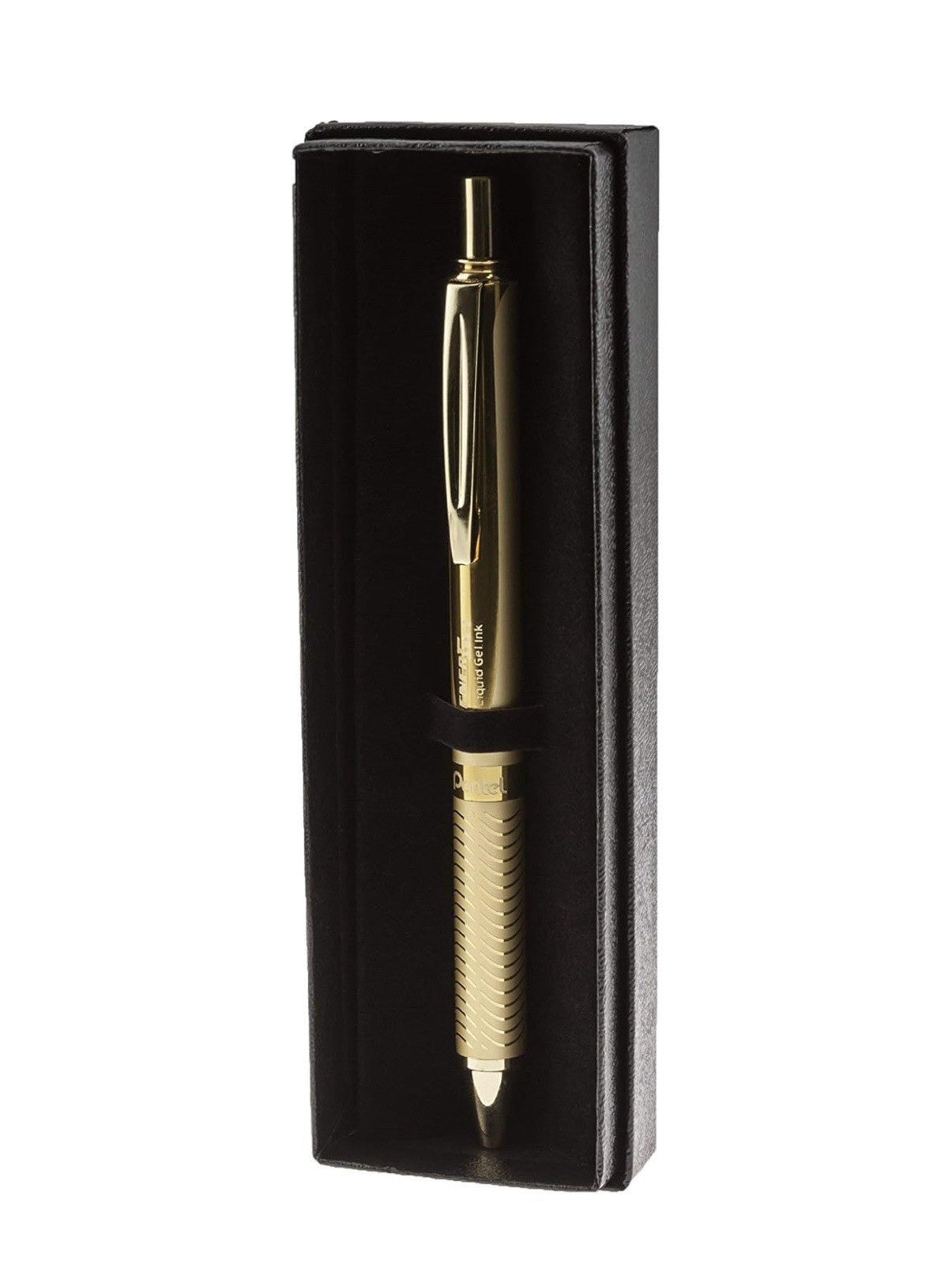 Alloy Retractable Liquid Gold Gel Pentel EnerGel Pen, Black Ink Gift Box - NEW