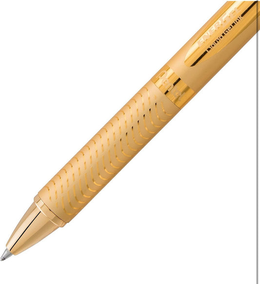 Alloy Retractable Liquid Gold Gel Pentel EnerGel Pen, Black Ink Gift Box - NEW