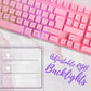 PINK - Gaming Keyboard Mouse Headset Combo,USB Wired Crack Backlit Keyboard