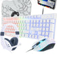 Gaming Keyboard Mouse Headset Combo,USB Wired Crack Backlit Keyboard - White