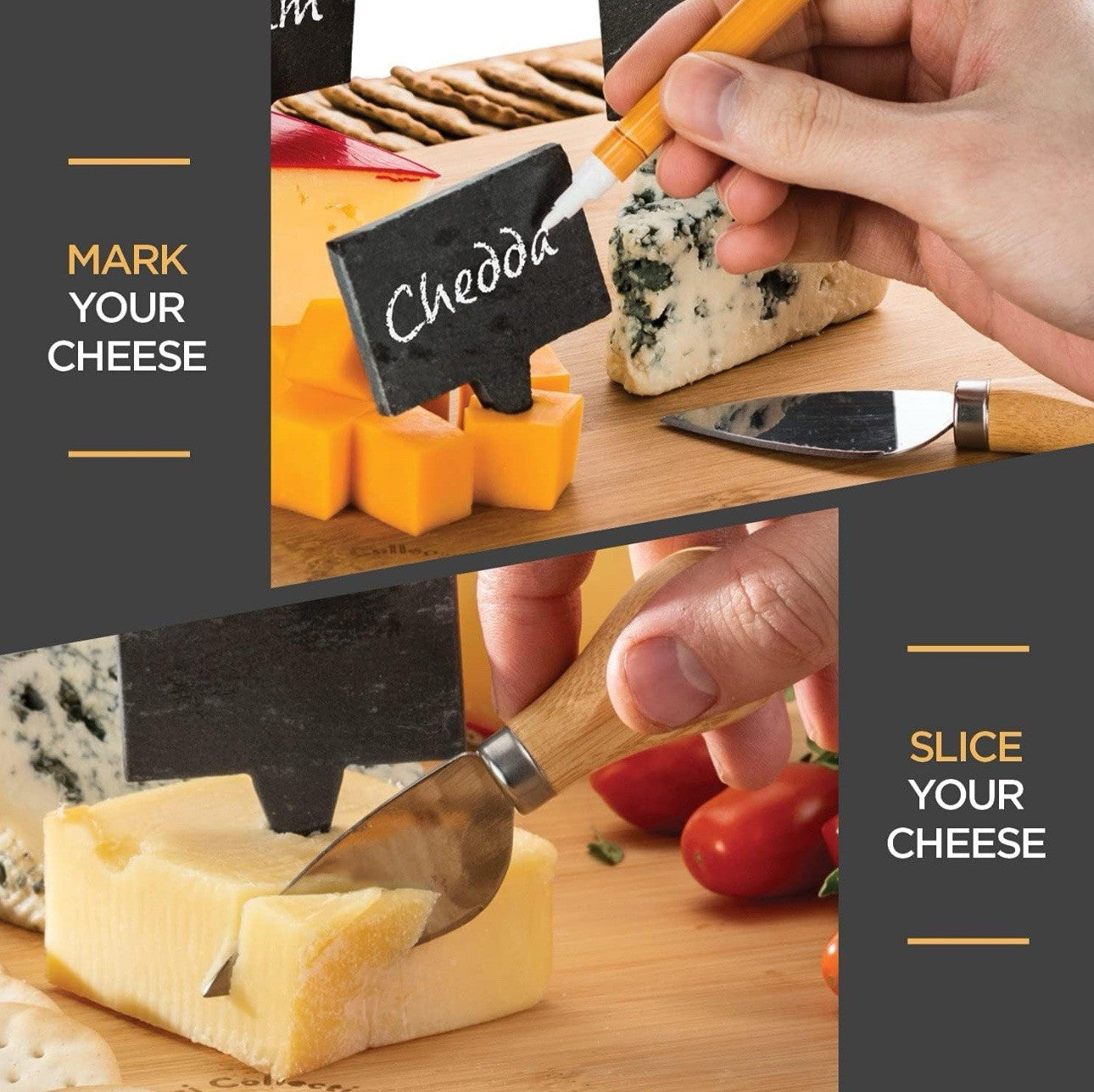 Charcuterie Board - Bamboo Cheese Board Serving - House Warming Gift Set