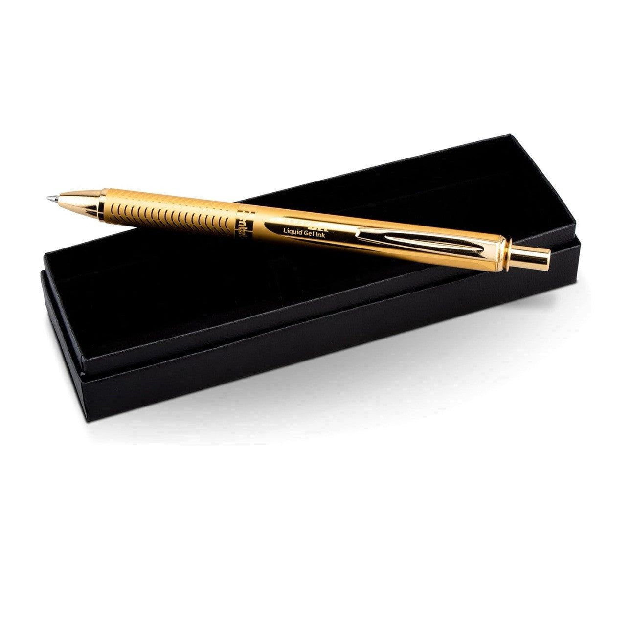 Alloy Retractable Liquid Gold Gel Pentel EnerGel Pen, Black Ink Gift Box - NEW