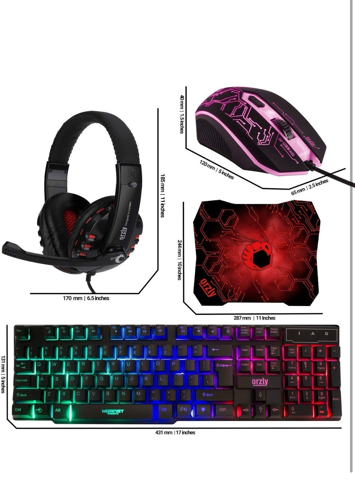 Gaming Keyboard Mouse Headset Combo,USB Wired Crack Backlit Keyboard - BUNDLE
