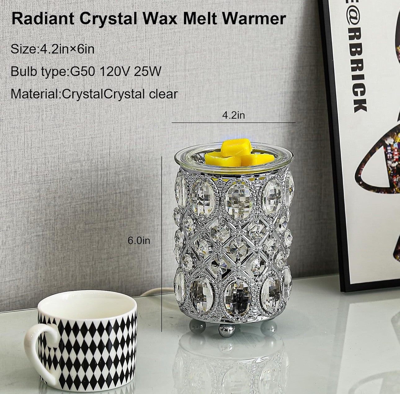 Wax Warmer Wrought Iron Crystal-  Wax Melt  - Warmer Electric Oil Burner