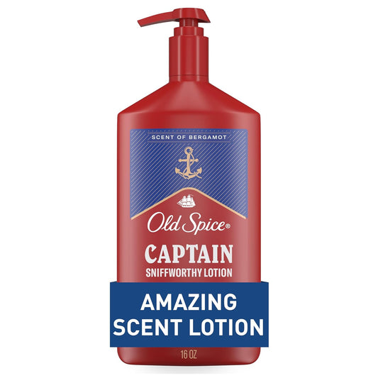 Old Spice Hand, Face & Body Lotion for Men, 24/7 Lightweight Moisturization w/ Amazing Scent Captain with Bergamot Scent (2PK)