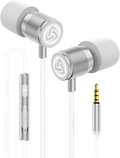 Ultra Wired Earbuds in-Ear Headphones, Earphones with Microphone, Noise Isolating Ear Buds, Memory Foam for iPhone, Samsung, School Students, Kids, Women, Small Ears