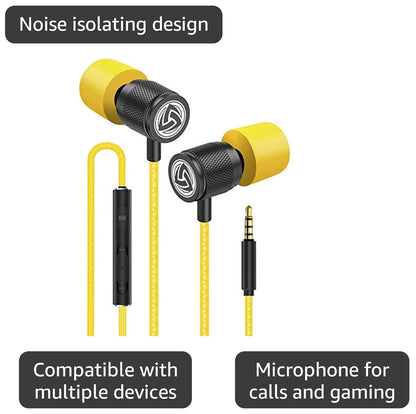 Ultra Wired Earbuds in-Ear Headphones, Earphones with Microphone, Noise Isolating Ear Buds, Memory Foam for iPhone, Samsung, School Students, Kids, Women, Small Ears